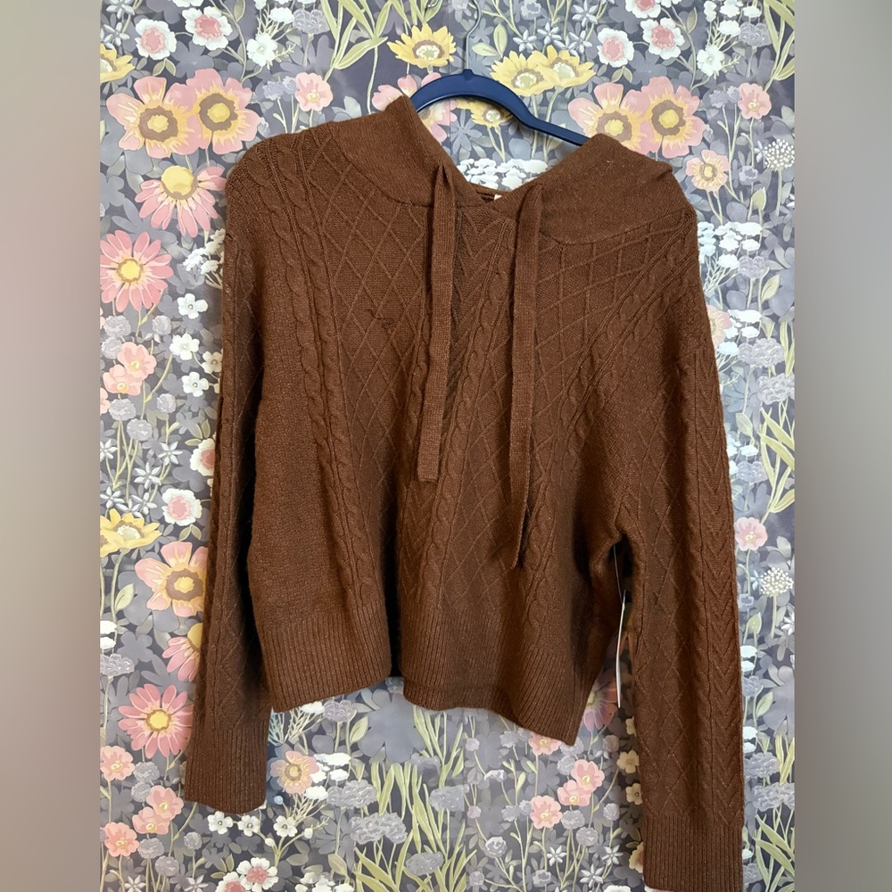Hazel Moon Brown Cable‎ Knit Sweater size M